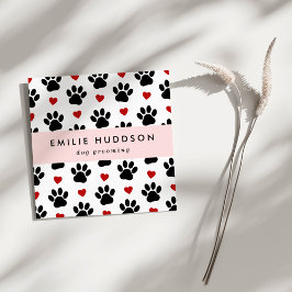 Muster von Pfoten, Hunde-Groomer, Hunde-Walker, Pe Quadratische Visitenkarte