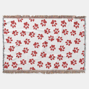 Muster von Pfoten, Hundepfoten, rote Pfoten Decke
