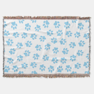 Muster von Pfoten, Hundeschäben, blaue Baby-Paws Decke