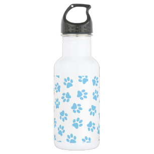 Muster von Pfoten, Hundeschäben, blaue Baby-Paws Edelstahlflasche