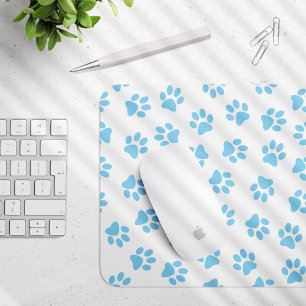Muster von Pfoten, Hundeschäben, blaue Baby-Paws Mousepad