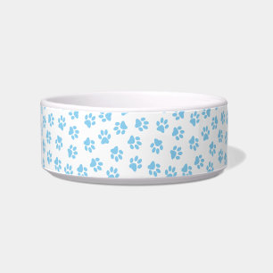 Muster von Pfoten, Hundeschäben, blaue Baby-Paws Napf
