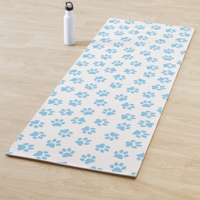 Muster von Pfoten, Hundeschäben, blaue Baby-Paws Yogamatte (Beispiel)