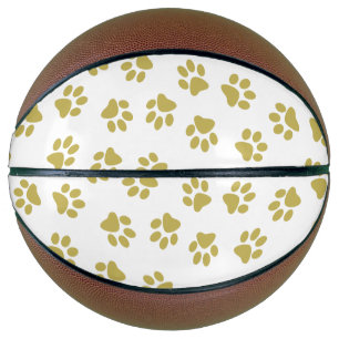 Muster von Pfoten, Hundeschäften, goldenen Pfoten Basketball