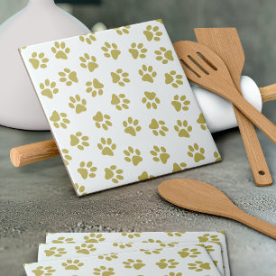 Muster von Pfoten, Hundeschäften, goldenen Pfoten Fliese