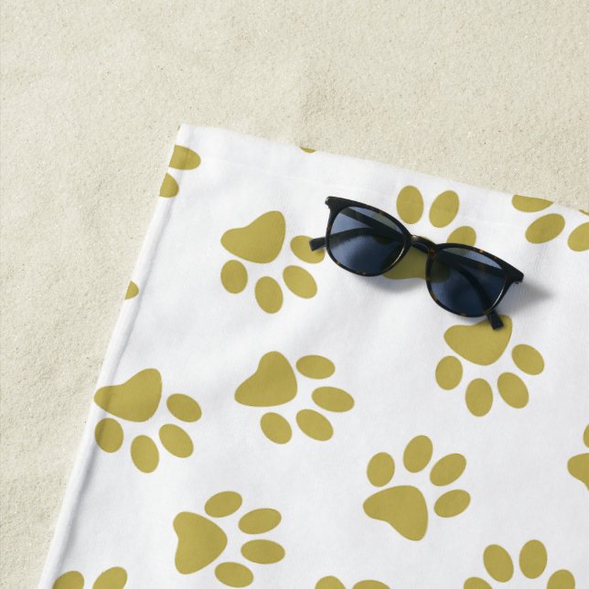 Muster von Pfoten, Hundeschäften, goldenen Pfoten Strandtuch (Beispiel)