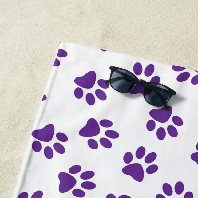 Muster von Pfoten, Hundeschäften, Lila Pfoten Strandtuch (Beispiel)