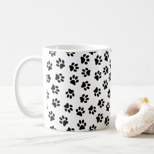 Muster von Pfoten, Hundeschäften, schwarzen Pfoten Kaffeetasse