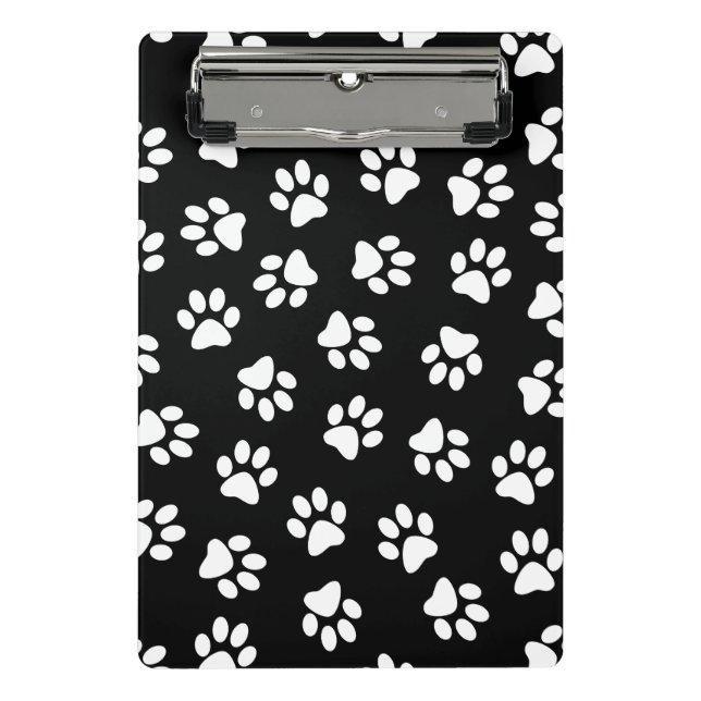 Muster von Pfoten, Hundeschäften, weißen Pfoten Mini Klemmbrett (Vorderseite)