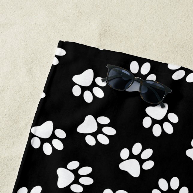 Muster von Pfoten, Hundeschäften, weißen Pfoten Strandtuch (Beispiel)