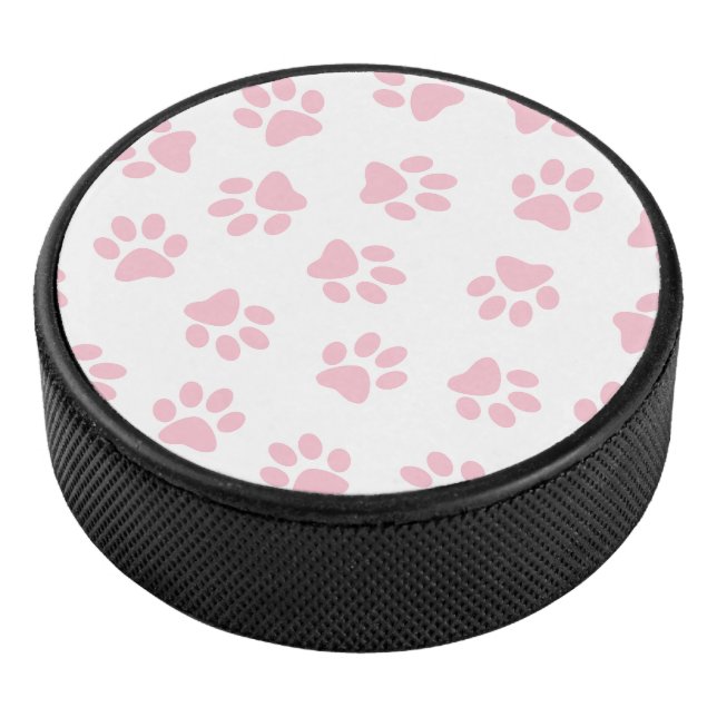 Muster von Pfoten, Hundeschrauben, Baby-Pink-Pfote Eishockey Puck (3/4)