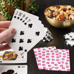 Muster von Pfoten, Hundeschrauben, rosa Pfoten Spielkarten