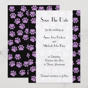 Muster von Pfoten, Lila Pfoten, Save the Date