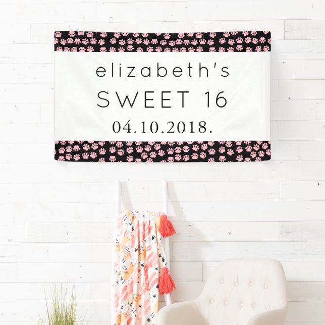 Muster von Pfoten, rosa Pfoten, Hundepfähle, süß 1 Banner (Insitu)