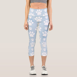 Muster von Pfoten, Weiße Pfoten, Wasserfarben, Bla Capri Leggings