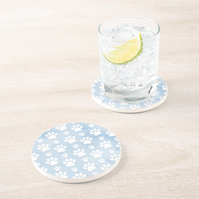Muster von Pfoten, Weiße Pfoten, Wasserfarben, Bla Getränkeuntersetzer (Seite)