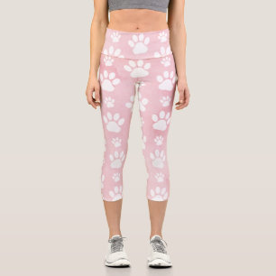 Muster von Pfoten, weißen Pfoten, Aquarellfarben,  Capri Leggings