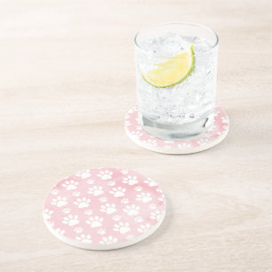 Muster von Pfoten, weißen Pfoten, Aquarellfarben,  Getränkeuntersetzer