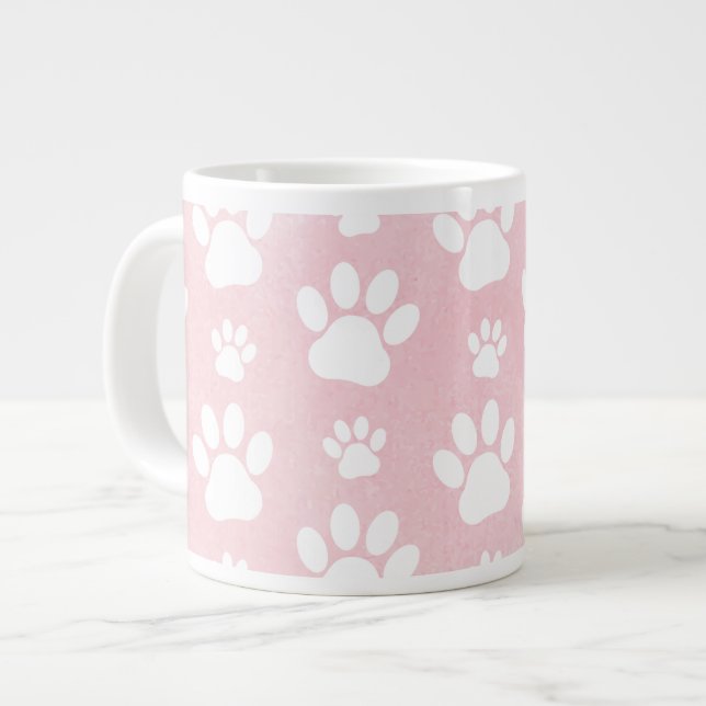 Muster von Pfoten, weißen Pfoten, Aquarellfarben,  Jumbo-Tasse (Vorderseite Links)