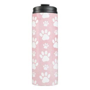 Muster von Pfoten, weißen Pfoten, Aquarellfarben,  Thermosbecher