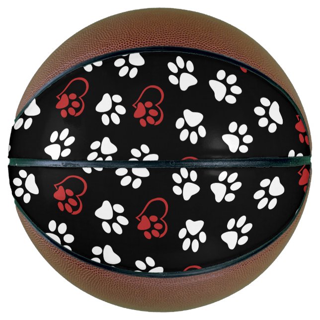 Muster von Pfoten, weißen Pfoten, roten Pfoten, He Basketball (Vorderseite)