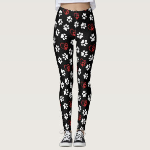 Muster von Pfoten, weißen Pfoten, roten Pfoten, He Leggings
