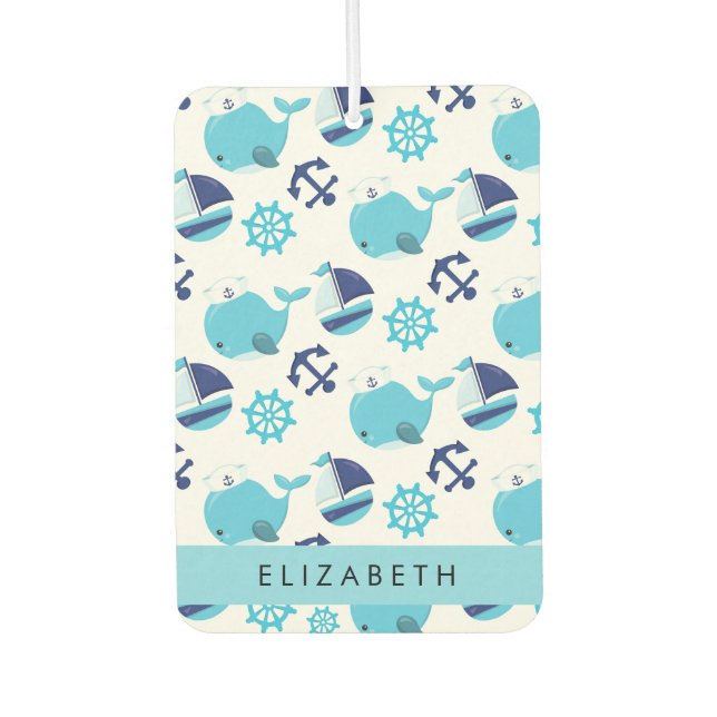 Muster von Walen, Blauen Walen, Ihr Name Autolufterfrischer (Vorderseite)