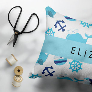 Muster von Walen, Blauen Walen, Ihr Name Dekokissen