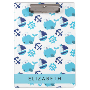 Muster von Walen, Blauen Walen, Ihr Name Klemmbrett