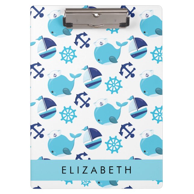 Muster von Walen, Blauen Walen, Ihr Name Klemmbrett (Vorderseite)