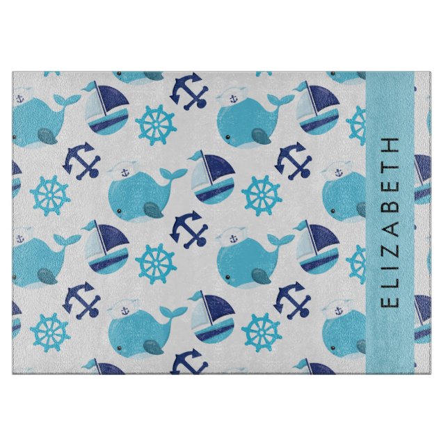 Muster von Walen, Blauen Walen, Ihr Name Schneidebrett (Vorderseite)