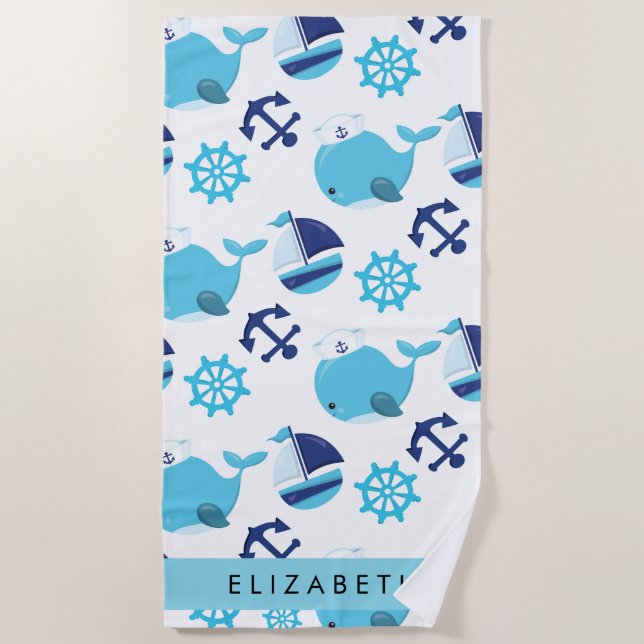 Muster von Walen, Blauen Walen, Ihr Name Strandtuch (Vorderseite)