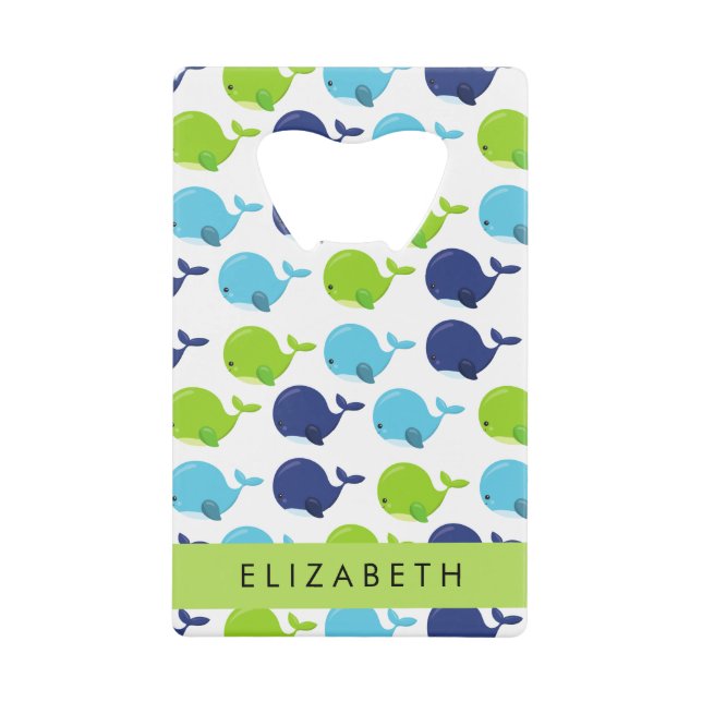 Muster von Walen, Niedlichen Walen, Ihr Name Geldbeutel Flaschenöffner (Vorderseite)