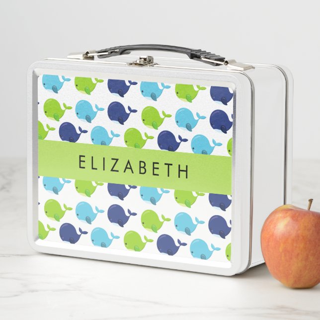 Muster von Walen, Niedlichen Walen, Ihr Name Metall Brotdose (Beispiel)