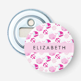 Muster von Walen, rosa Wale, Ihr Name Flaschenöffner