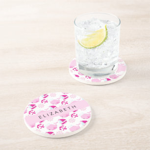 Muster von Walen, rosa Wale, Ihr Name Getränkeuntersetzer