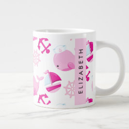 Muster von Walen, rosa Wale, Ihr Name Jumbo-Tasse