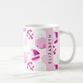Muster von Walen, rosa Wale, Ihr Name Kaffeetasse