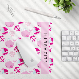 Muster von Walen, rosa Wale, Ihr Name Mousepad