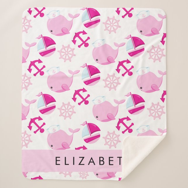 Muster von Walen, rosa Wale, Ihr Name Sherpadecke (Vorderseite)