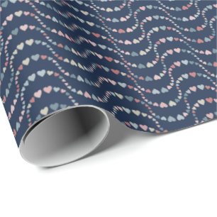Muster von Wavy Hearts in Rosa und Blau Geschenkpapier