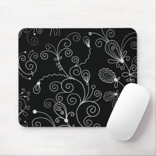 Muster von Wirbel, Muster, schwarz und weiß Mousepad