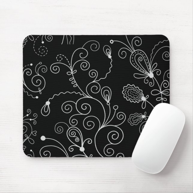 Muster von Wirbel, Muster, schwarz und weiß Mousepad (Mit Mouse)