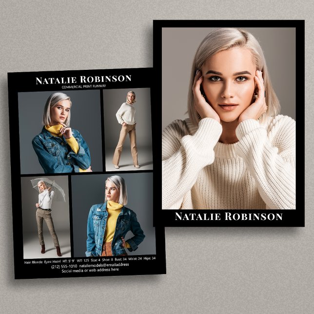 Muster-Vorlage für den Akteur 5-Foto-Portfolio-Com Einladung (Available in high quality print or digital download for quick messaging, email or self printing.)