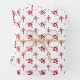Muster-Wandpapier mit glatten Rote Rosen Geschenkpapier Set