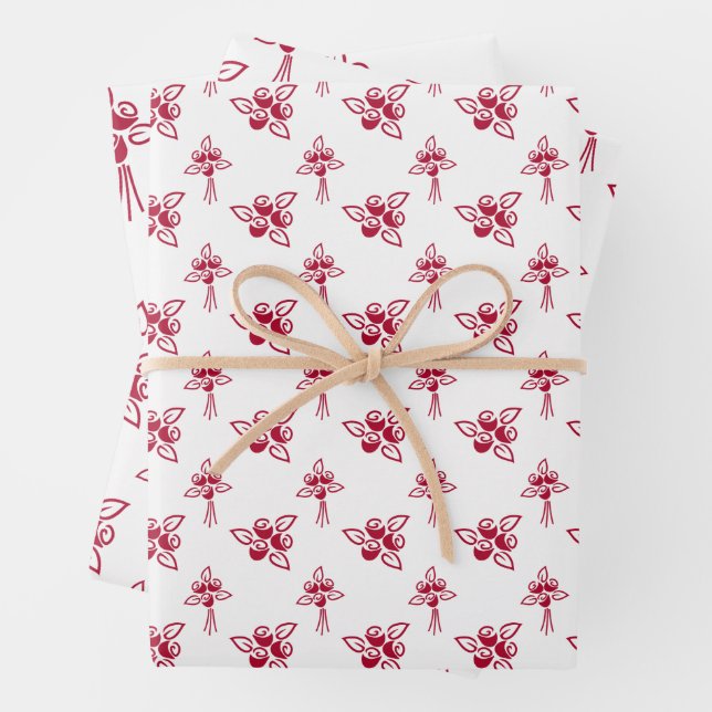 Muster-Wandpapier mit glatten Rote Rosen Geschenkpapier Set (Beispiel)