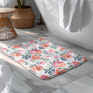 Muster Wasserfarbene Blume Elegantes Blumenmuster Badematte