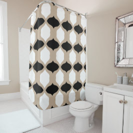 Muster weiche Kurven - Taupe, Schwarz und Weiß Duschvorhang