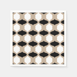 Muster weiche Kurven - Taupe, Schwarz und Weiß Serviette