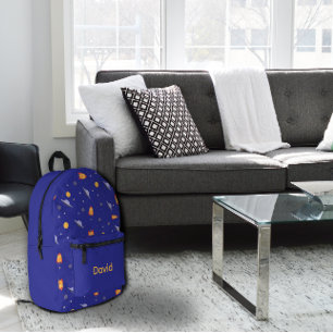 Muster Weltraum Lavendel Orange Grau Name Bedruckter Rucksack